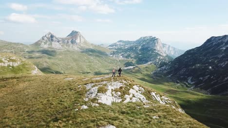 hikers on mountain ridge