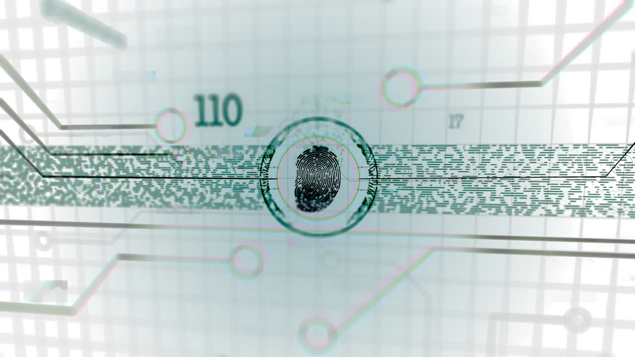 기술적인 색 배경과 손가락 보안 요소