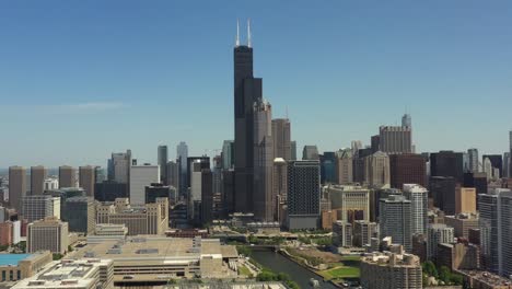 aerial view chicago and willis tower