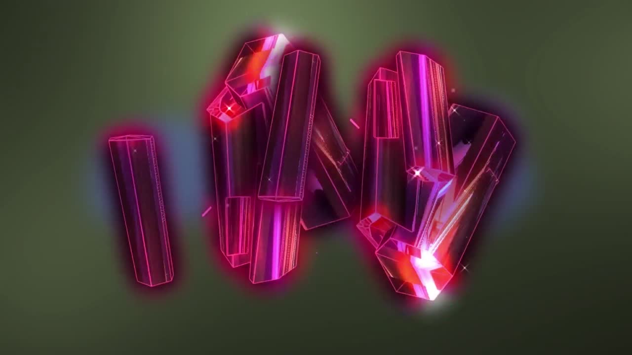 검은색 배경 위에 빛나는 움직이는 칼레이도스코픽 모양의 애니메이션