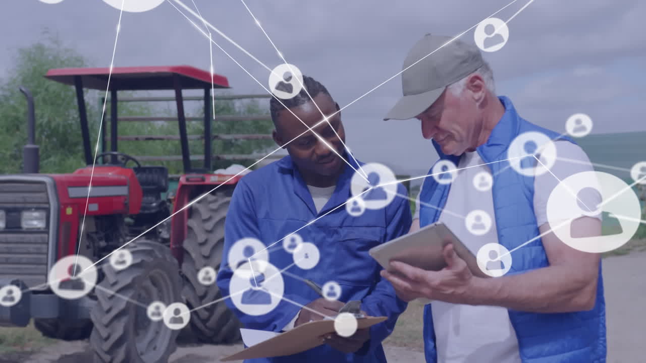 animazione della rete su persone diverse sul campo durante il giorno