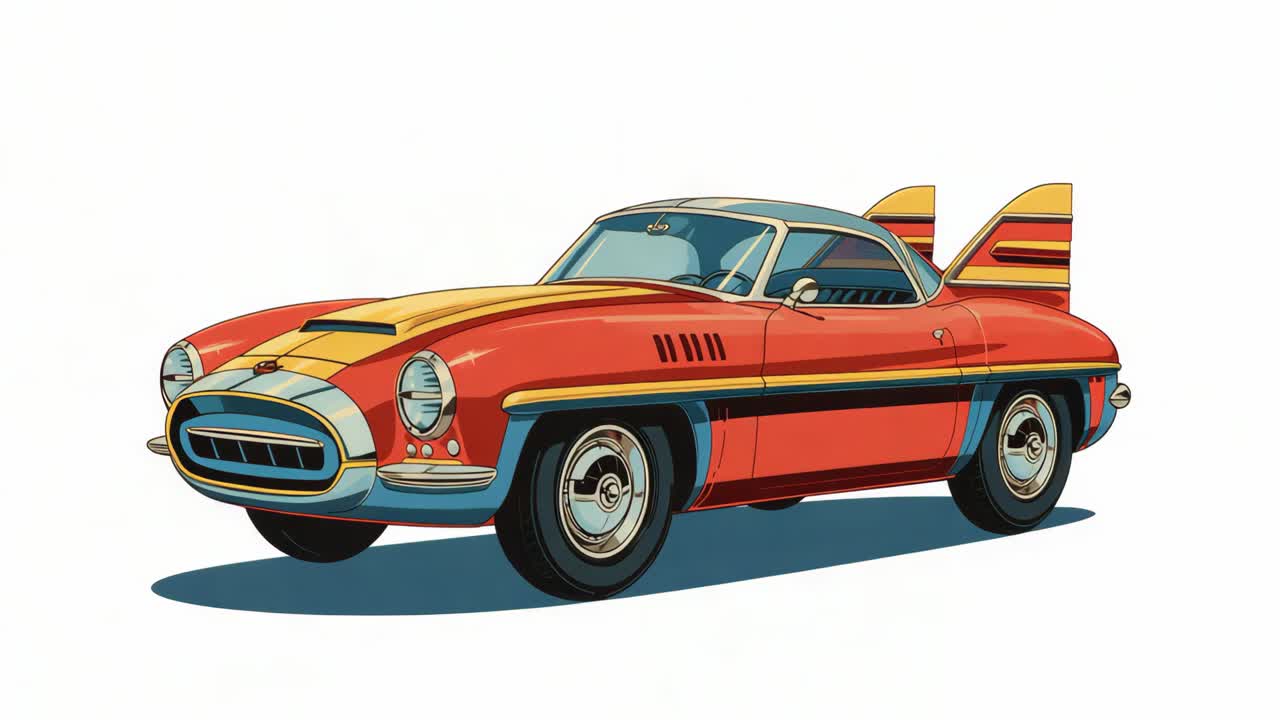 Retro-Futuristic Classic Car Illustration