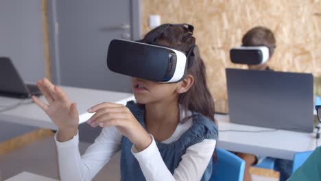 schoolgirl wearing vr glasses