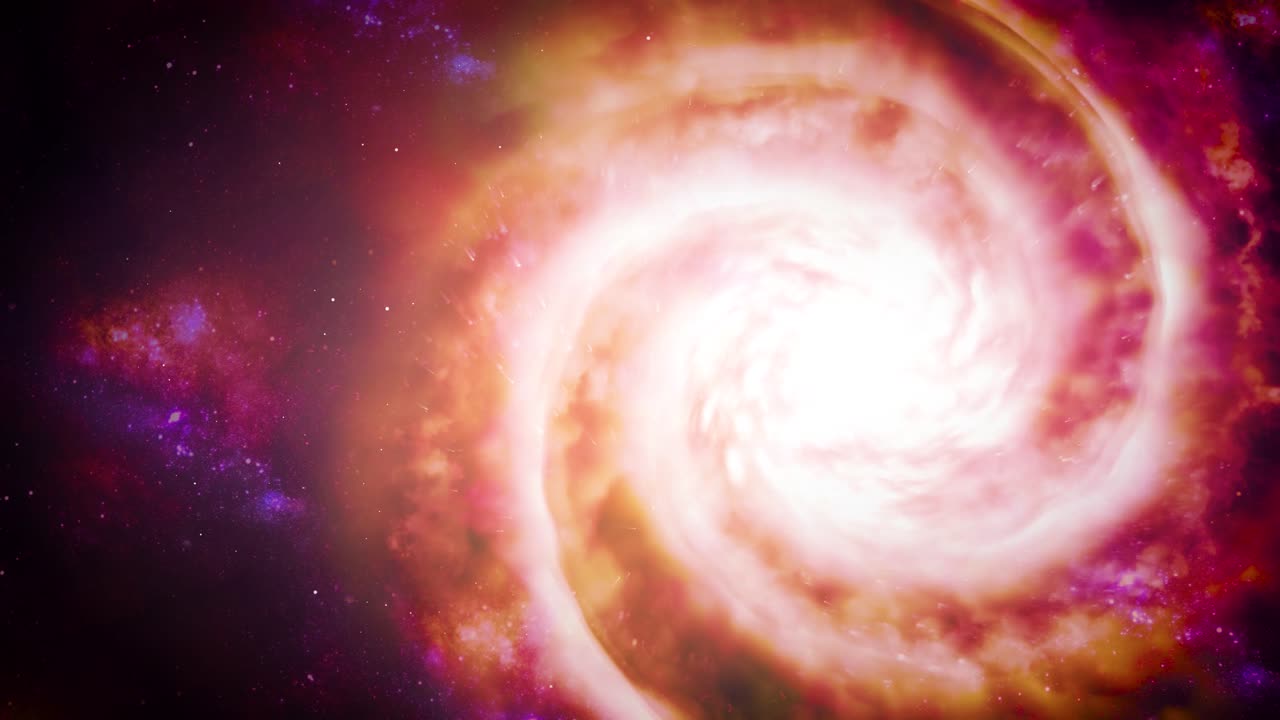 Amazing 4K looping animation of a swirling red universe. The camera stays static as the universe slowly twirls and flickers. Clip contains stars, space, universe, nebula, red, space dust