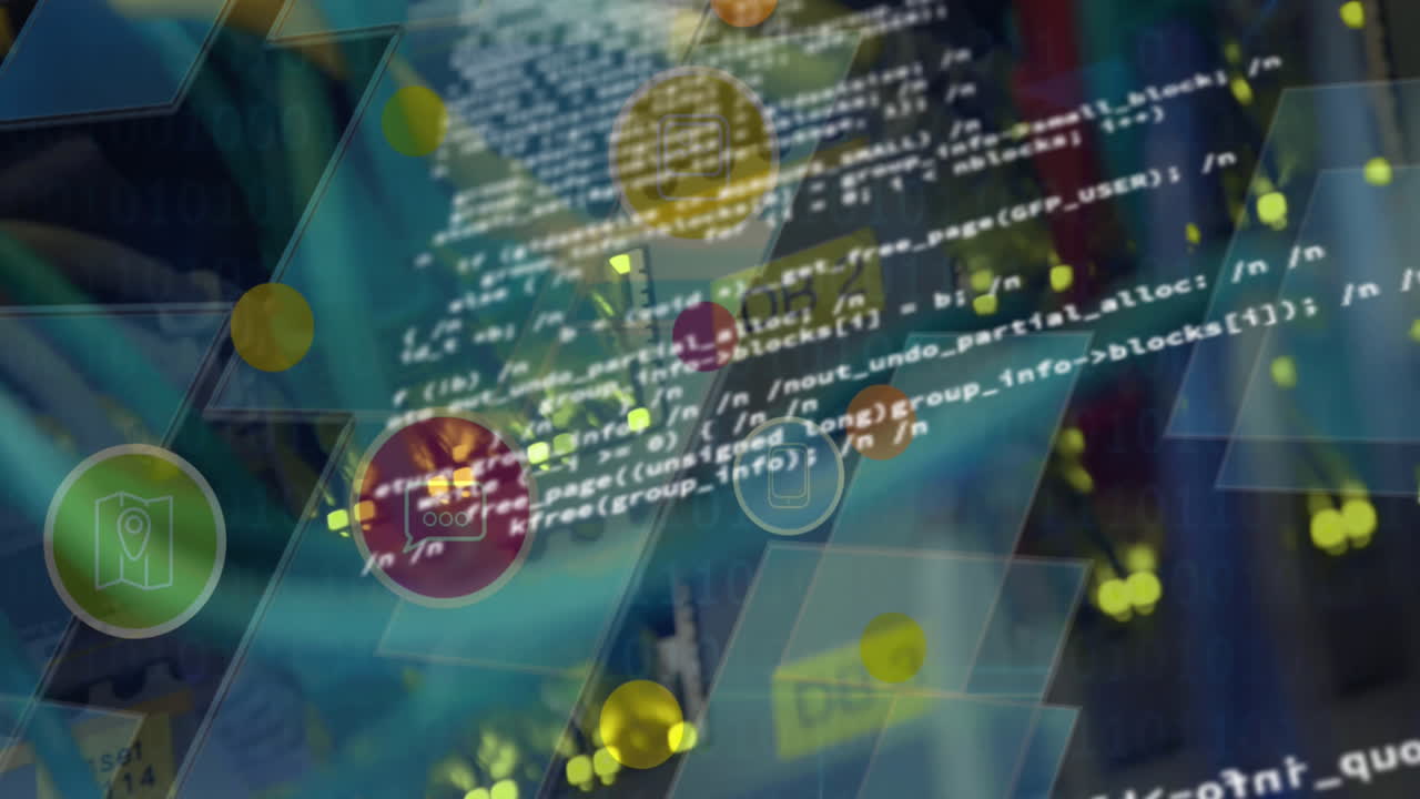 animación del procesamiento de datos científicos en la sala de servidores