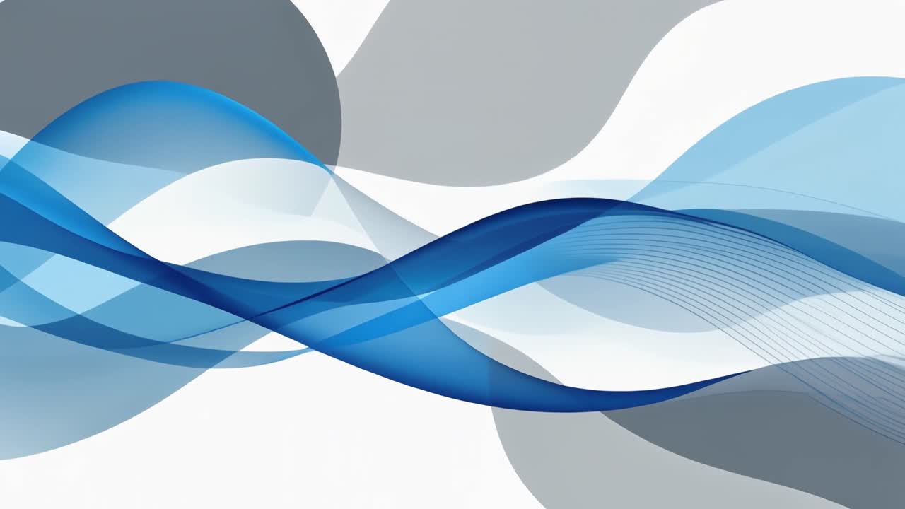 Abstract Blue and Gray Wavy Lines Flowing Smoothly