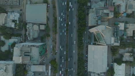 overhead urban traffic flow, karachi - aerial