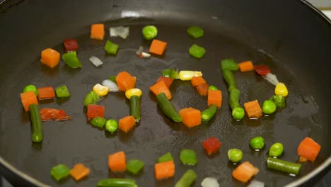 arranged vegetables in a frying pan