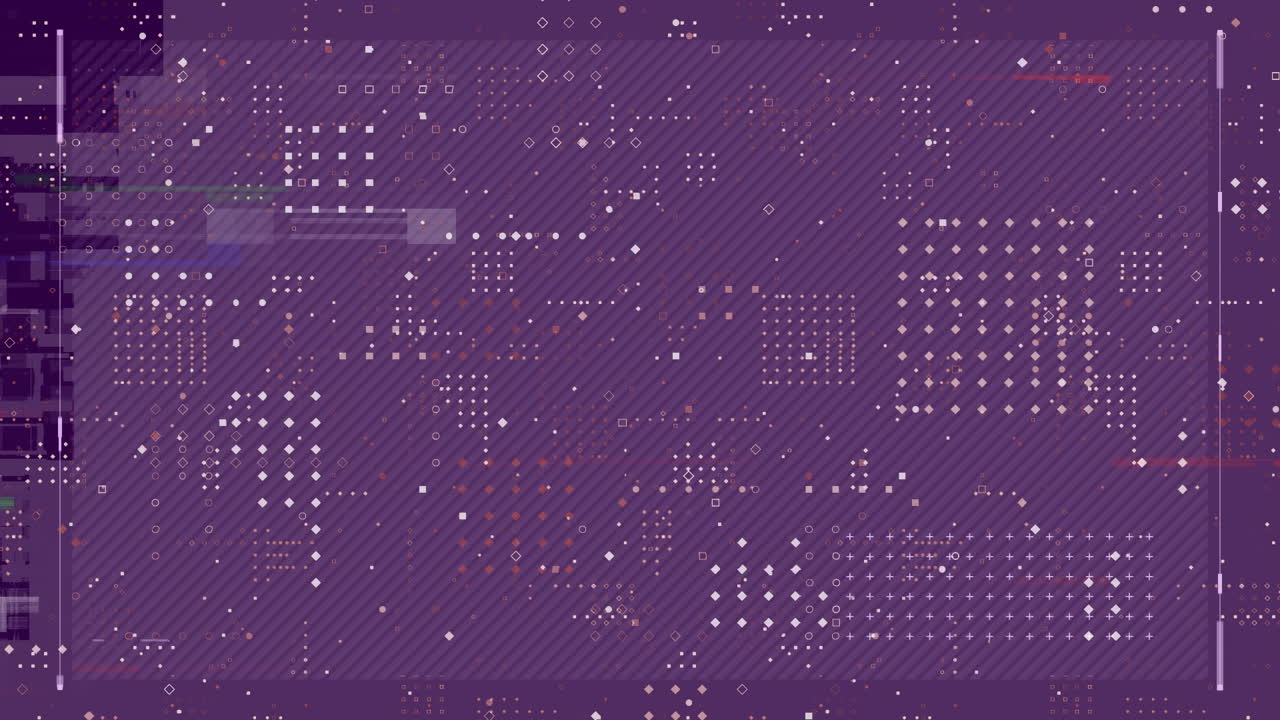 통합 회로와 함께 보라색 디지털 화면의 애니메이션