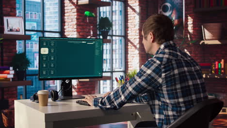 man using computer to make use of text to video ai program