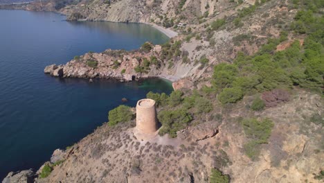 Aerial-view-of-medieval-ruins-next-to-the-cliffs