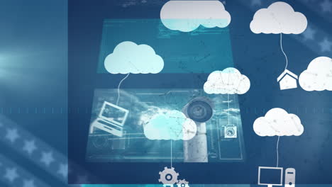 animación de pantallas con procesamiento de datos a través de nubes digitales con dispositivos electrónicos