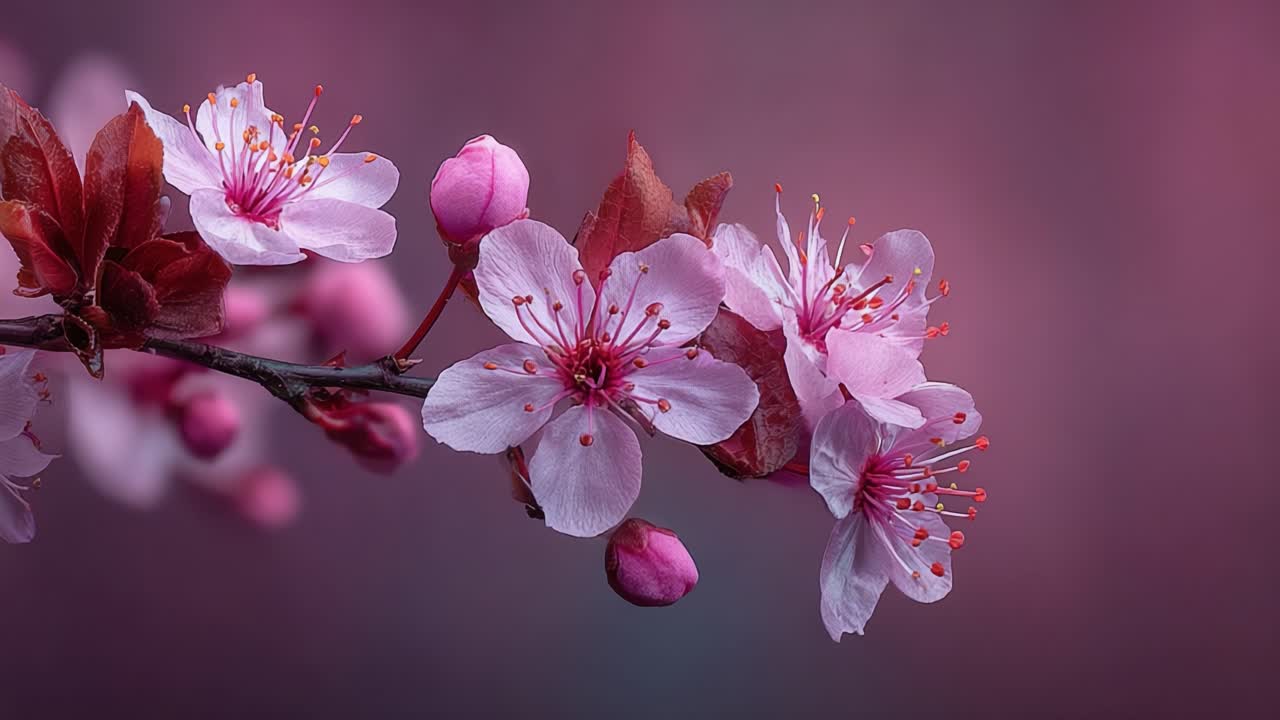 A Beautiful Bloom: Captivating Cherry Blossom Blooms Showcase the Delicate Pink Petals and Fresh Buds Against a Soft, Dreamy Background