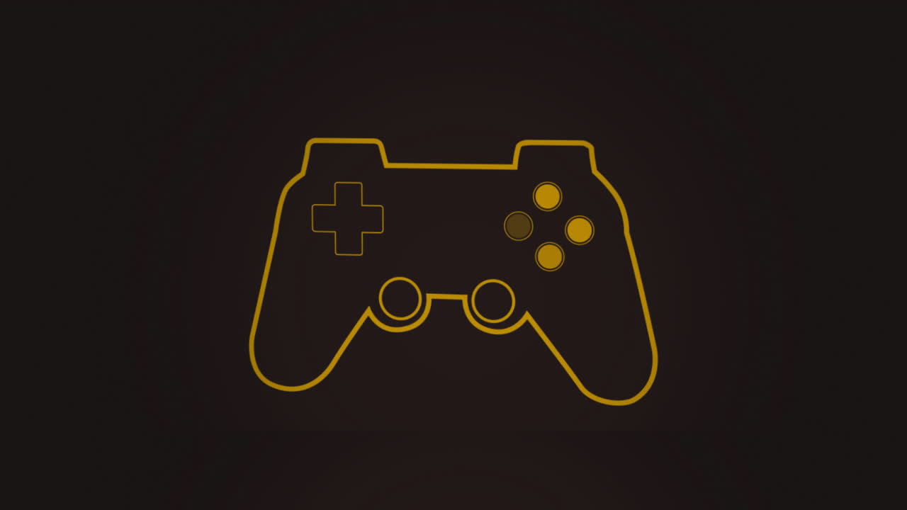 Animation of neon gamepad on black background
