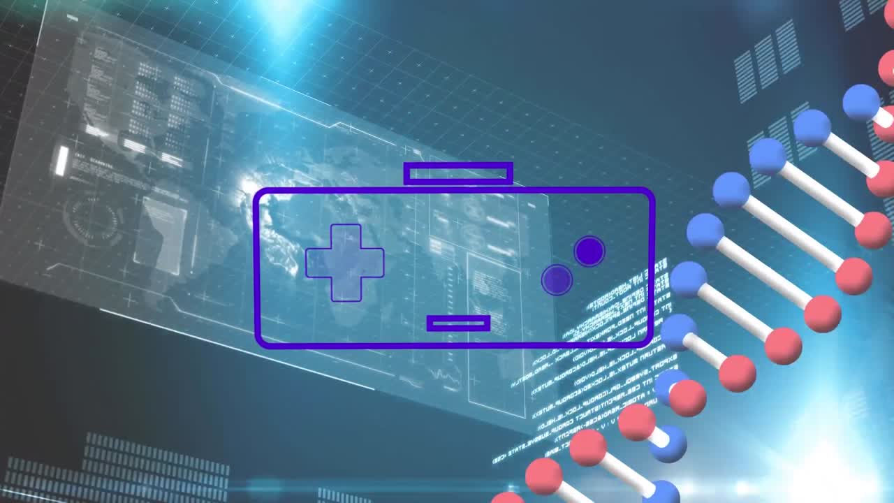 Animation of game pad over data processing