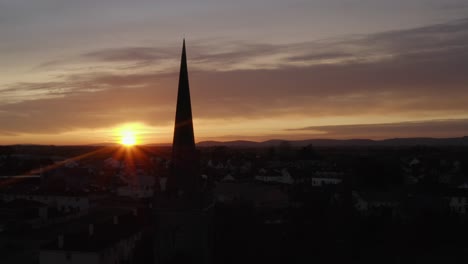 Cinematic-aerial-shot-of-Gort-during-sunset