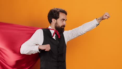 poderoso concepto de empleado héroe con capa