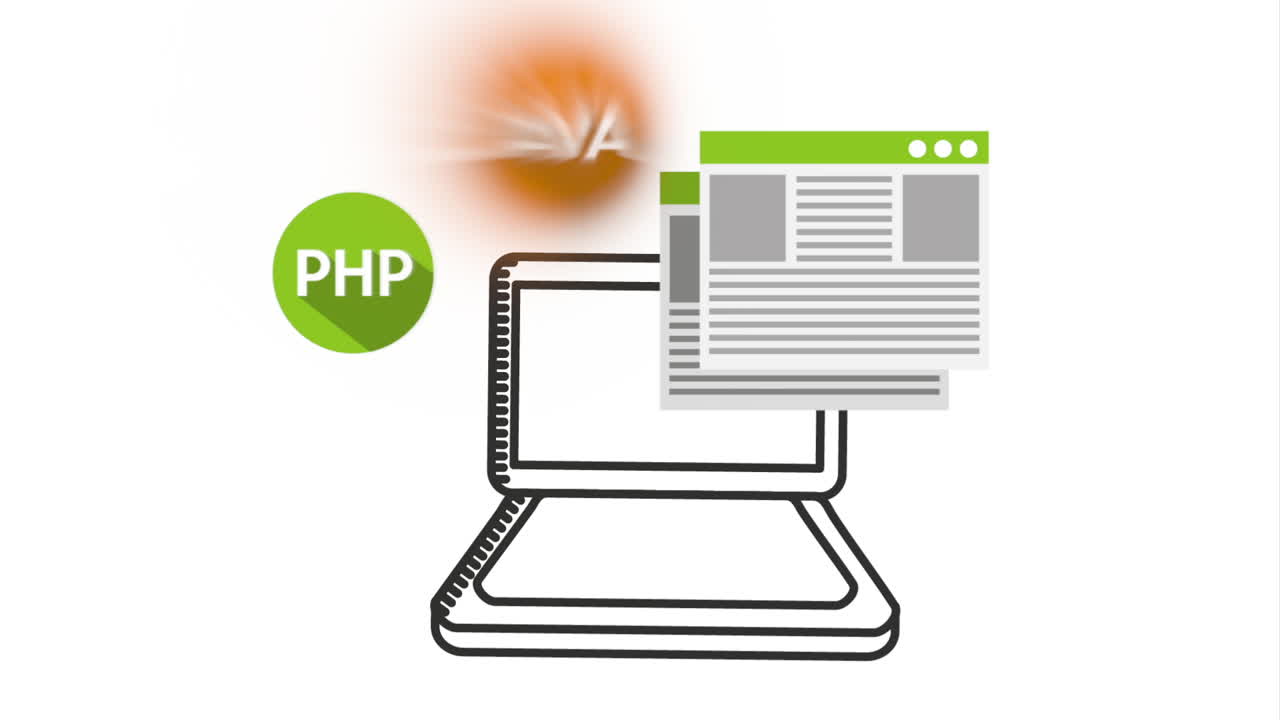 programming language with laptop animation