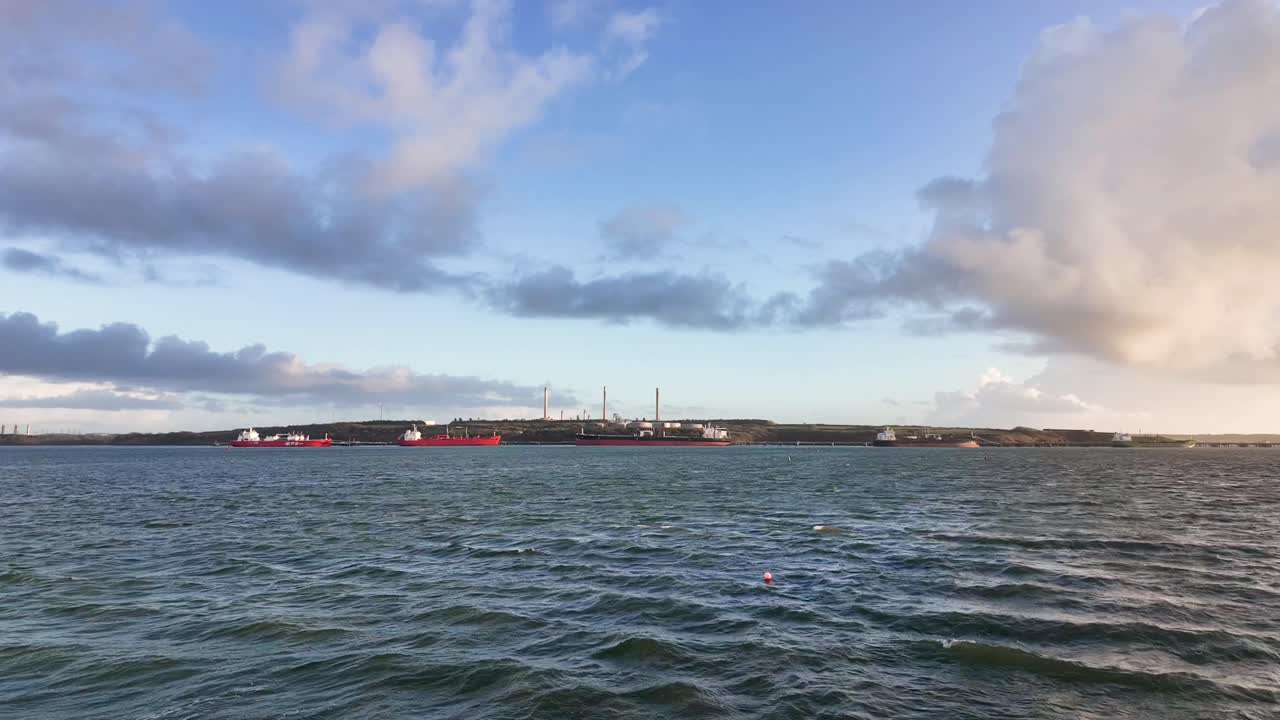 Pembroke Refinery In Pembrokeshire Coast In Wales, United Kingdom. Timelapse