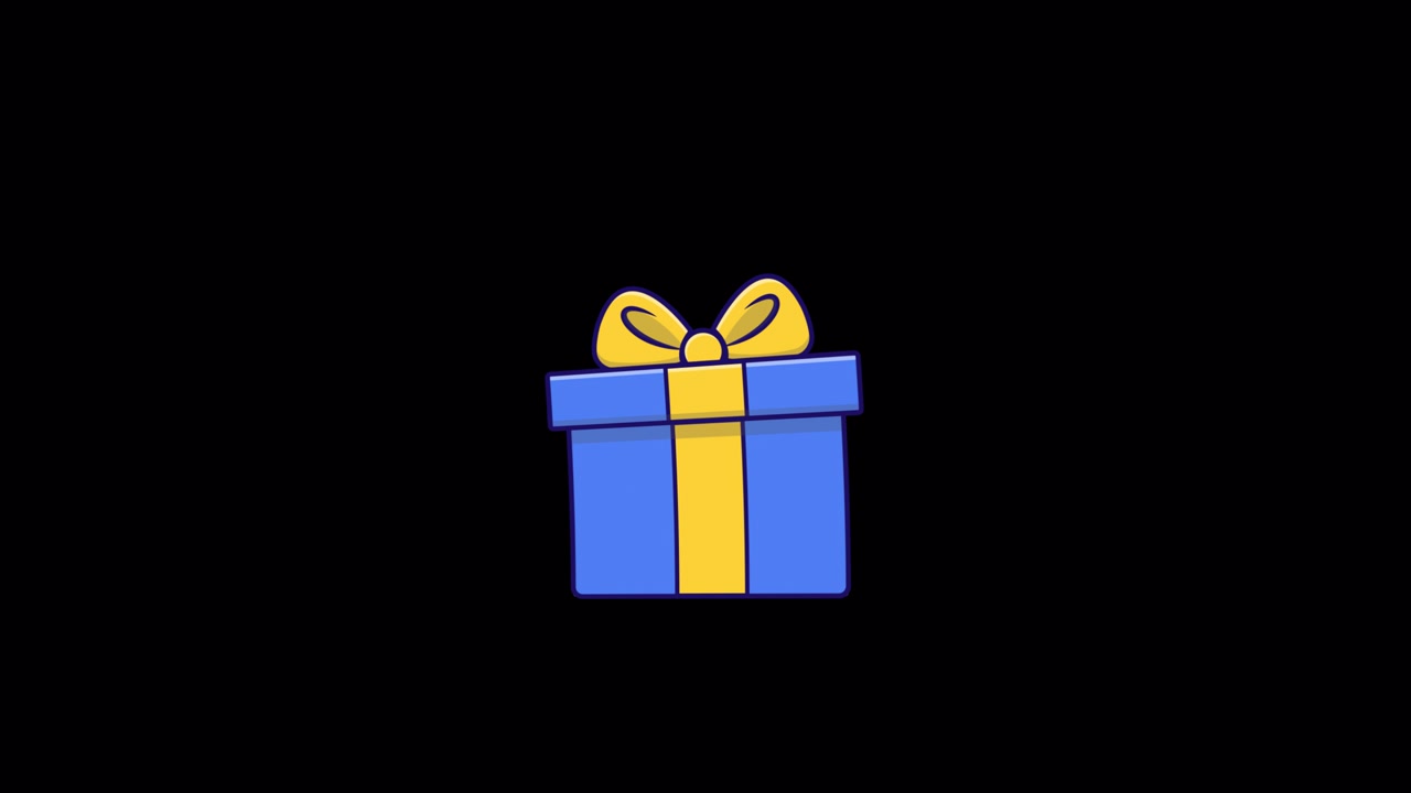 Animated Blue Gift Box with Yellow Ribbon Bouncing