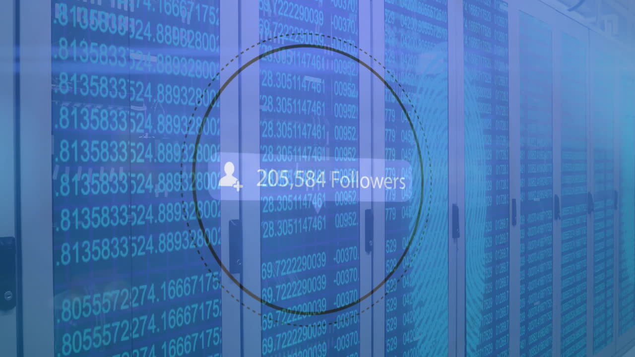 animación del procesamiento de datos digitales a través de servidores informáticos