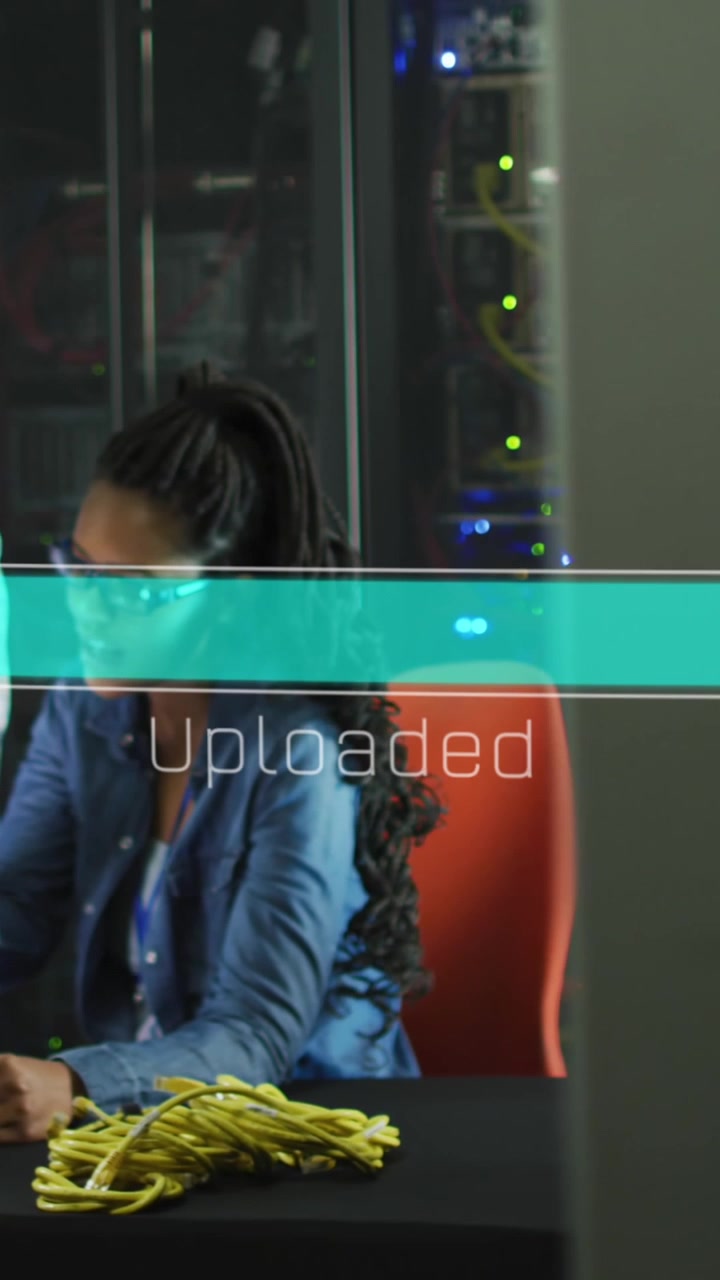 Animation of data processing over diverse it engineers and computer servers