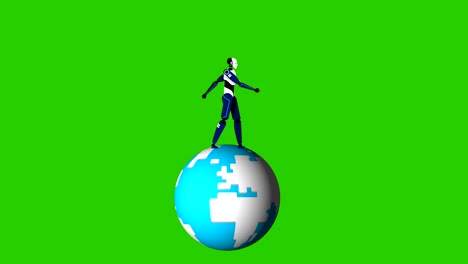 robot caminando por el globo. video de tecnología conceptual, imágenes de pantalla verde 4k, animación, tecnología