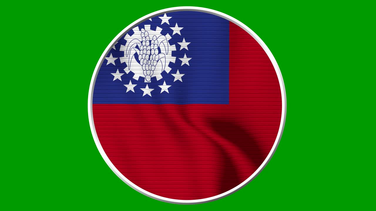 Myanmar Burma Circular Flag Loop - Realistic 4K flag waving in the wind