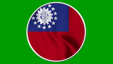 myanmar burma circular flag loop - realistic 4k flag waving in the wind