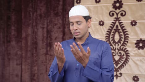 muslim man reading holy namaz and praying to god