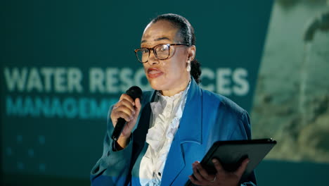 woman giving a presentation on water resources management