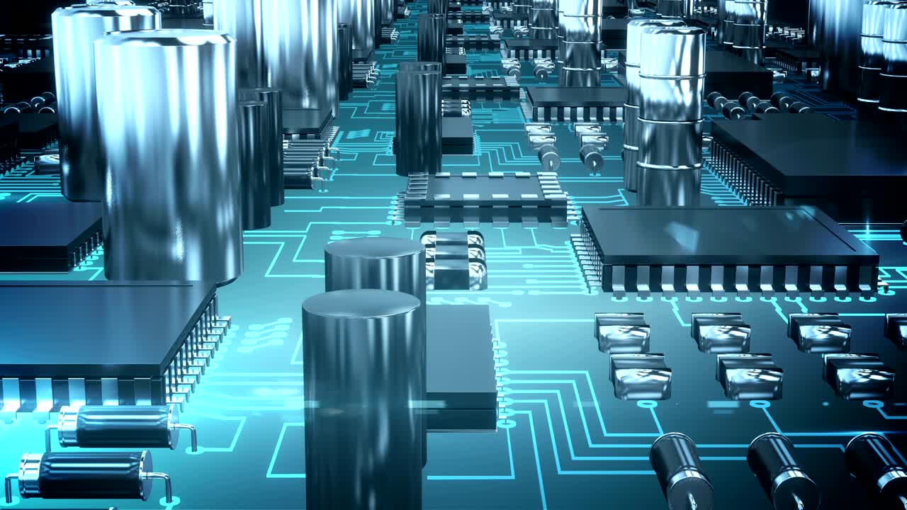 전자 회로판의 클로즈업