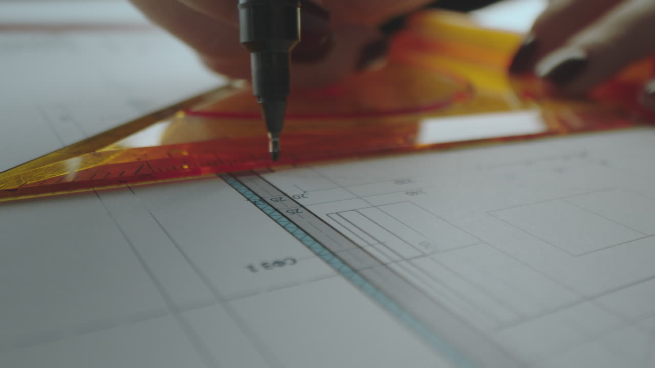 Architect working on blueprints