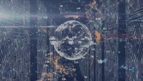 animation of data processing over server room