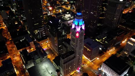 Aerial-Leveque-Tower-Rückwärts-Geschossen---Columbus,-Ohio