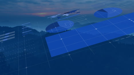 animation of data processing over landscape