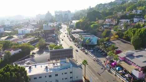 Antenne-über-Sunset-Boulevard-Sunset-Strip-In-West-Hollywood-Los-Angeles-Kalifornien-Ca