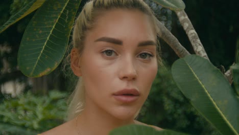 woman in tropical garden