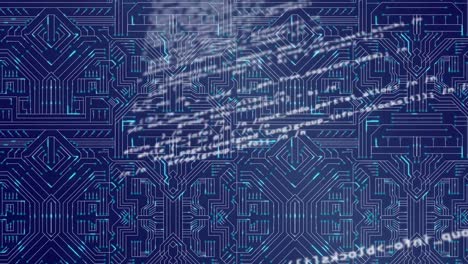 animación del procesamiento de datos y la red de conexiones sobre fondo azul