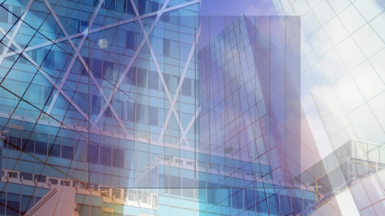 도시 풍경 위의 모양의 애니메이션