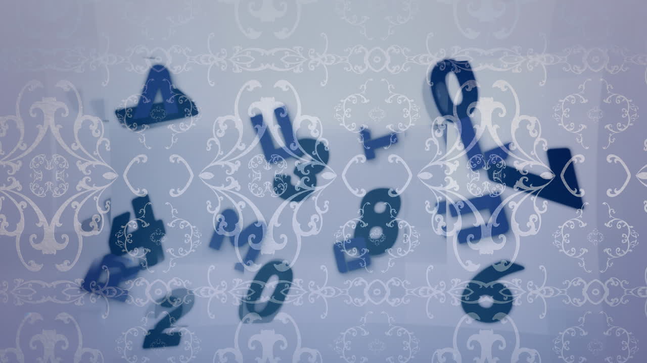 animación de números sobre un fondo decorativo