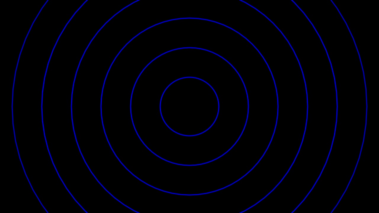 anillos azules concéntricos que se mueven sobre el fondo negro