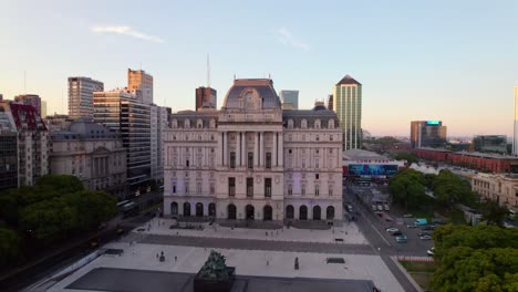 aerial orbit of the kirchner cultural center, representative architecture in downtown buenos aires