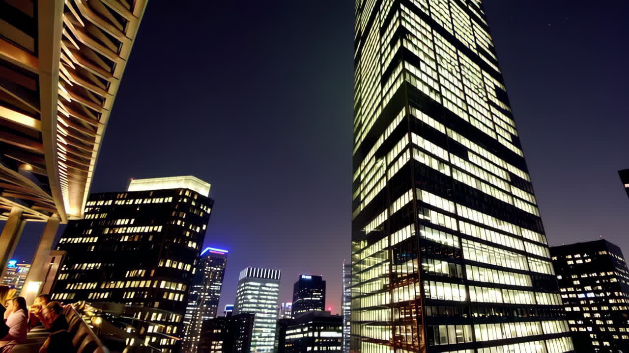 Rooftop Bar View of the Los Angeles City Skyline at Night