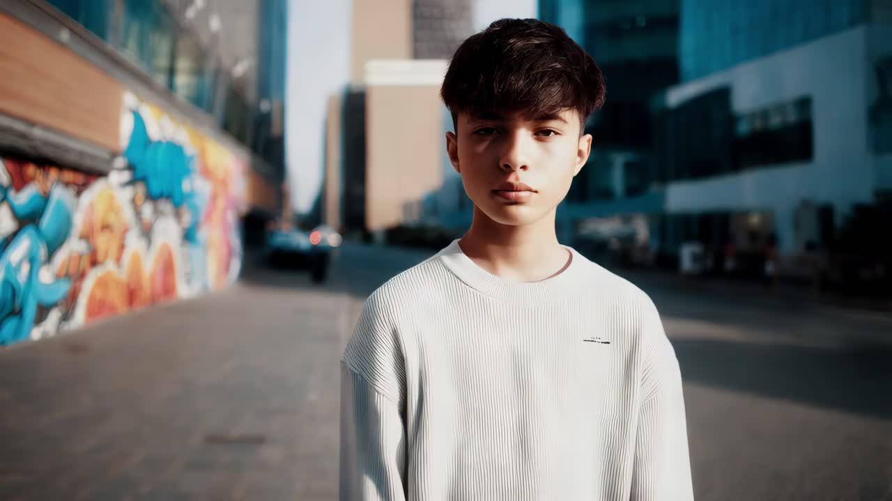 도시 거리에서 십대