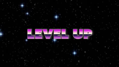 Animation-of-level-up-text-and-stars-on-black-background