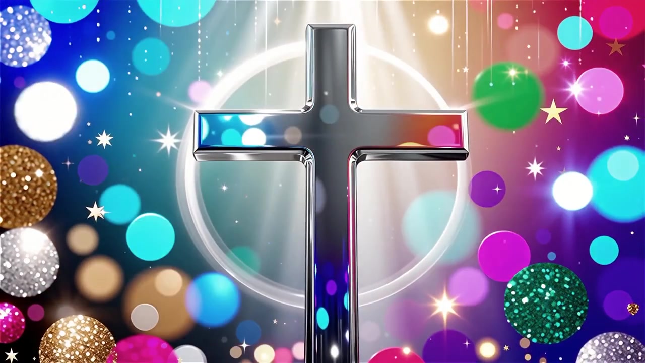 Cruz Cristiana con Luz Celestial, Fondo para Adoración.