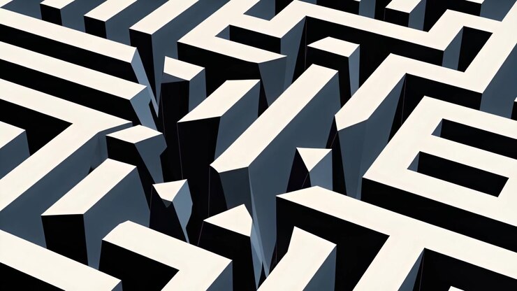 Causing triangular fragments, white maze shifting core walls and exposing black gaps in oblique CG