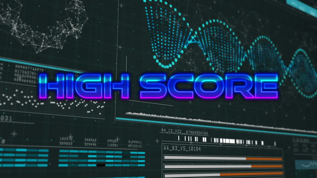 Animation of high score text over digital interface