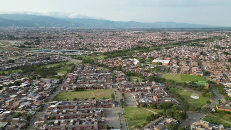 aerial view east of cali colombia, south america, cauca river
